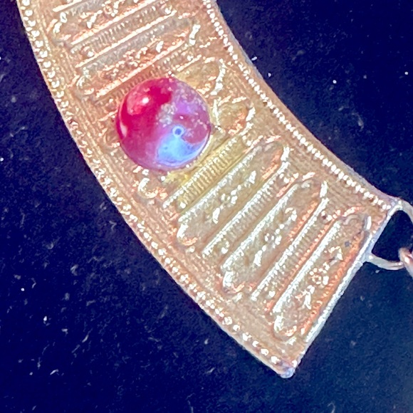 FABULOUS Vtg Egyptian Revival Semi-Precious Stone Statement/Runway Necklace - Picture 3 of 12